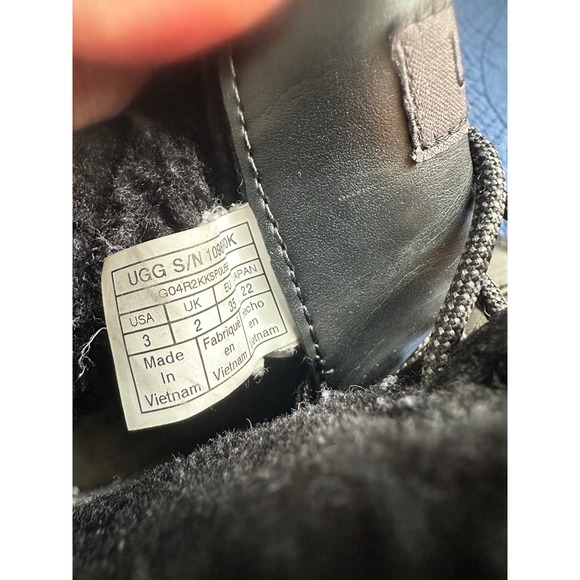 UGG Kids Black Waterproof Winter Boots with Fur Trim Size 3 - Picture 5 of 6